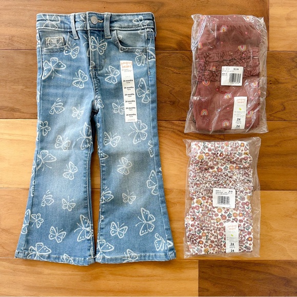 jumping beans Other - Brand New Toddler Butterfly Flare Jeans & Ruffle Back Leggings, Size 24 Months